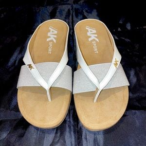 Anne Klein Sport Women’s White & Gold Sandals